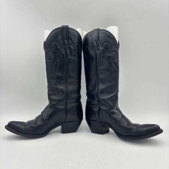 J. Chisholm Smooth Black Leather Western Boots Women's 7M Y2K Boho Vintage - Picture 6 of 16